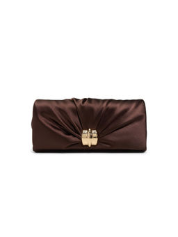Aldo - Brown Textile Solid Clutch with Detachable Chain Strap