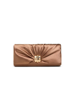 Aldo - Brown Textile Solid Clutch with Detachable Chain Strap