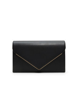 Call It Spring - Black Synthetic Solid Clutch with Detachable Chain Strap