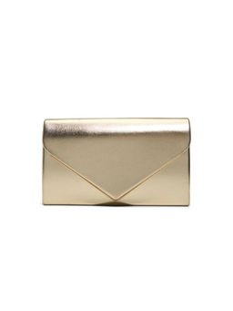 Call It Spring - Gold Synthetic Solid Clutch with Detachable Chain Strap