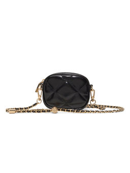 Aldo - Black Synthetic Textured Slingbag with Detachable Strap