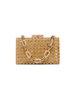 Aldo - Brown Synthetic Solid Clutch with Detachable Strap and Chain Strap
