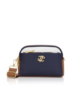 Lavie Signature - Navy Blue Synthetic Leather Colorblock Slingbag with Detachable Strap