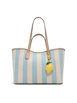 Aldo - Blue Synthetic Stripes Tote Bag with Pouch and Charm