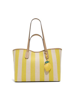 Aldo - Yellow Synthetic Stripes Tote Bag with Pouch and Charm