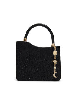 Aldo - Black Textile Self Design Handbag with Detachable Strap