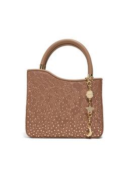 Aldo - Brown Textile Self Design Handbag with Detachable Strap