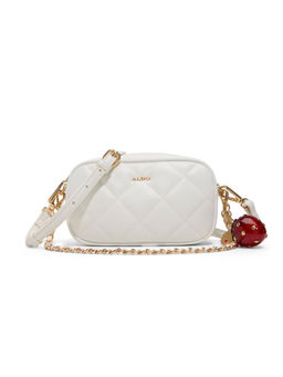 Aldo - White Synthetic Textured Slingbag with Detachable Strap
