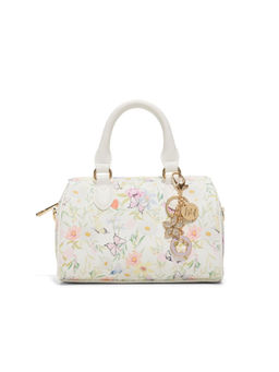 Call It Spring - White Synthetic Floral Handbag with Detachable Strap
