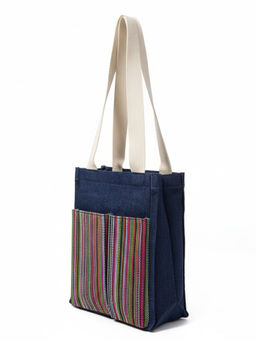THE PURANI JEANS - Blue Jute Solid Lunch Bag
