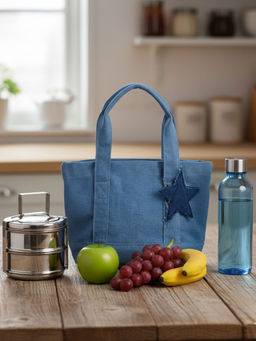 THE PURANI JEANS - Blue Denim Solid Lunch Bag