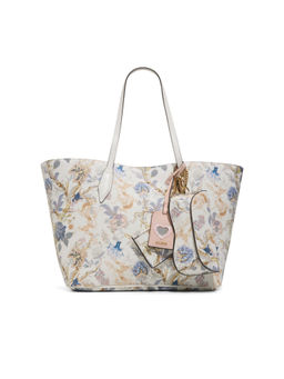 Aldo - White Synthetic Printed Tote Bag with Detachable Sunglass Case, Card Case and Charm