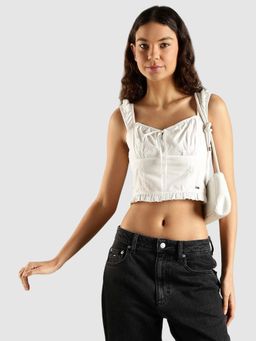 Tommy Hilfiger - Slim Fit Cotton Sweetheart Neck Crop Top