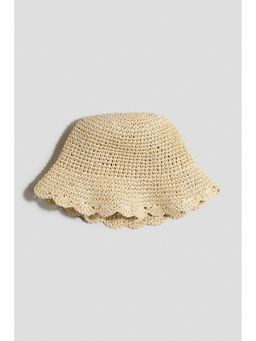 H&M - Girls Beige Scalloped Straw Hat