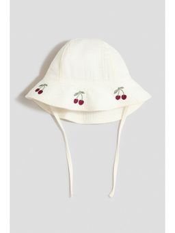 H&M - Girls White Embroidered Muslin Sun Hat