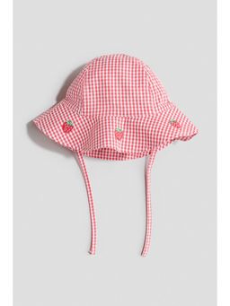 H&M - Girls Red Embroidered Muslin Sun Hat
