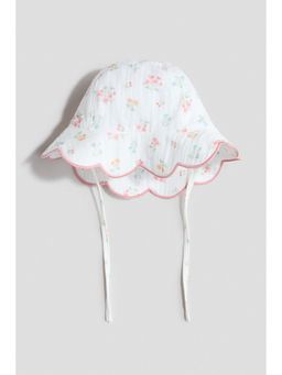 H&M - Girls White Embroidered Muslin Sun Hat