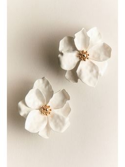 H&M - Women White Flower-Shaped Earrings