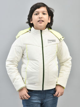 CRIMSOUNE CLUB - Boys White Printed Padded Jacket with Hood
