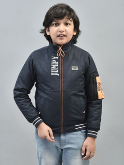 CRIMSOUNE CLUB - Boys Navy Blue Printed Bomber Jacket