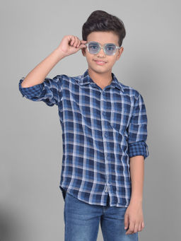 CRIMSOUNE CLUB - Boys Blue Checked Shirt