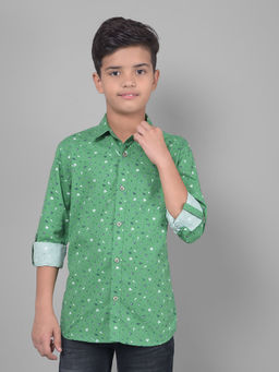 CRIMSOUNE CLUB - Boys Green Printed Shirt