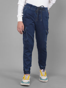 CRIMSOUNE CLUB - Boys Navy Blue Denim Cargo Joggers