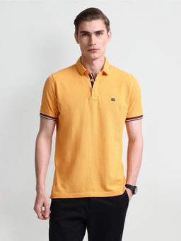 Arrow Sports - Mustard Solid Cotton Polo T-Shirt