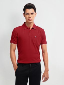 Arrow Sports - Red Solid Cotton Polo T-Shirt