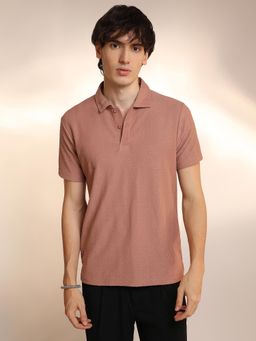 Campus Sutra - Mens Mauve Chevron Polo T-Shirt