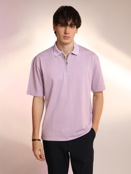 Campus Sutra - Mens Lavender Solid Polo T-Shirt