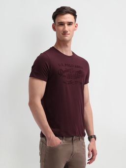 U.S. Polo Assn. Denim Co. - Maroon Muscle Fit Typography Brand Print T-Shirt