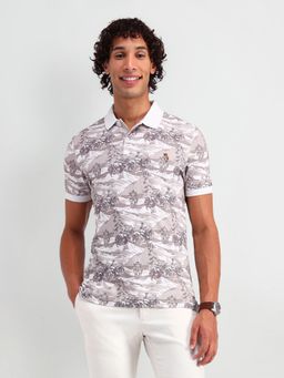U.S. Polo Assn. Denim Co. - Beige Muscle Fit All Over Polo Shirt