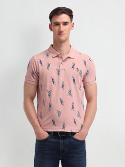 U.S. Polo Assn. Denim Co. - Pink Muscle Fit Printed Polo T-Shirts