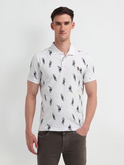 U.S. Polo Assn. Denim Co. - White Muscle Fit Printed Polo Shirt