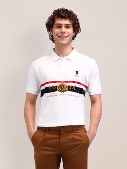 U.S. POLO ASSN. - White Embroidered Slim Fit Polo T-Shirts