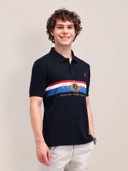 U.S. POLO ASSN. - Blue Embroidered Slim Fit Polo Shirt