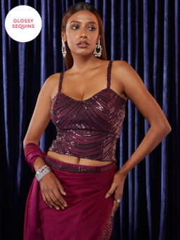 Gajra Gang - Glitterati Purple Sequin Strappy Corset