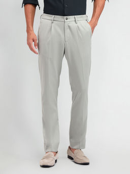 Arrow Newyork - Solid/Plain Grey Polyester Trousers
