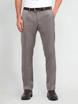 Arrow Newyork - Solid/Plain Brown Polyester Trousers
