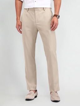 Arrow Newyork - Solid/Plain Brown Polyester Trousers