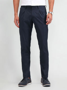 Arrow Newyork - Solid/Plain Blue Polyester Trousers