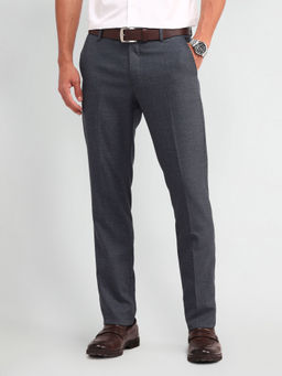 Arrow - Self Design Blue Polyester Trousers