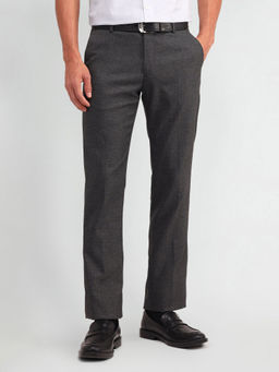 Arrow - Self Design Grey Polyester Trousers