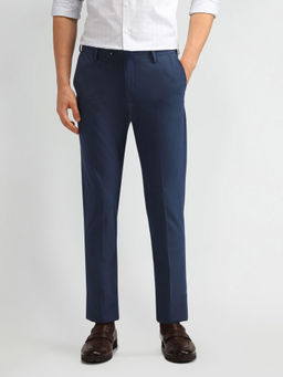 Arrow - Solid/Plain Blue Polyester Trousers