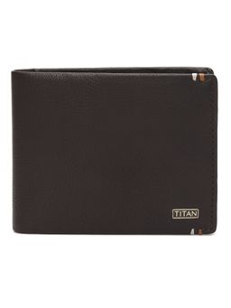 Titan - Solid Leather Bifold Wallet in Color Brown