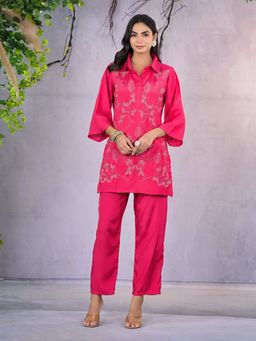 Autumnlane - Pink Embroidered Tunic and Pant (Set of 2)