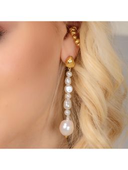ARVINO - Off White Mishappened Pearl Earrings