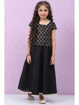 Biba - Girls Black Art Silk Woven Lehenga and Choli