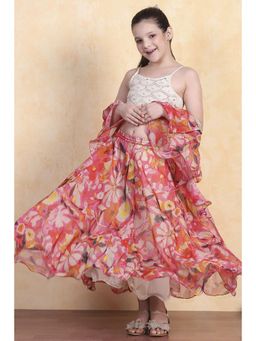 Biba - Girls Multi-Color Floral Lehenga and Choli and Dupatta